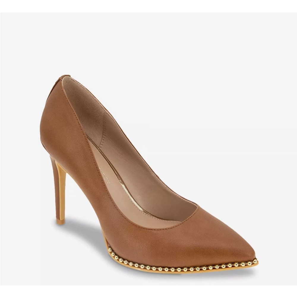 BCBGeneration Brown Heels with Gold Accents